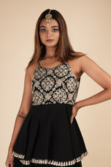 Black Peplum Georgette Top Bottom SetDSC09728 copy